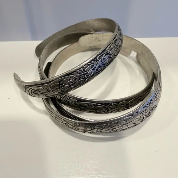 Genuine Moroccan Silver Engraved Bangles - Picture 2 of 4